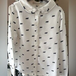 Hope and Henry blouse and cropped jeans outfit